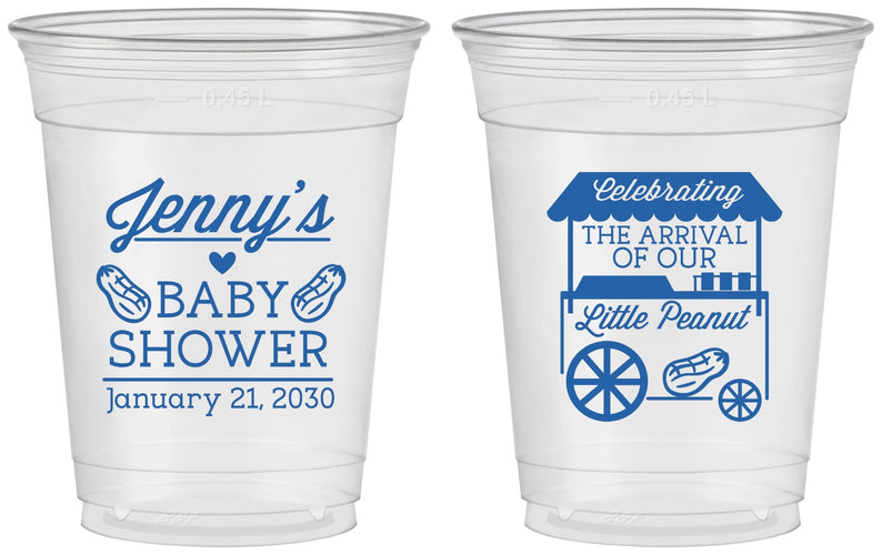 Custom Baby Shower 16 oz Soft Sided Clear Cups - Little Peanut | 90030