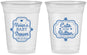 Custom Baby Shower 16 oz Soft Sided Clear Cups - Cute Little Button | 90035