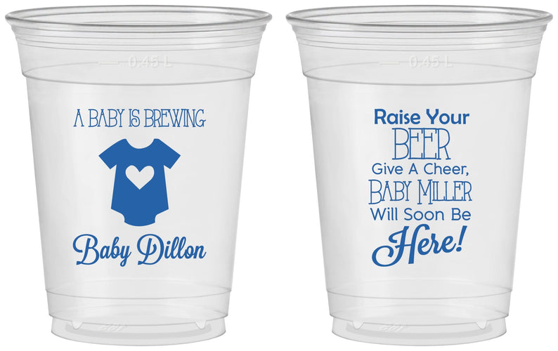 Custom Baby Shower 16 oz Soft Sided Clear Cups - Baby Is Brewing | 90041