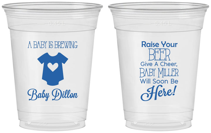 Custom Baby Shower 16 oz Soft Sided Clear Cups - Baby Is Brewing | 90041