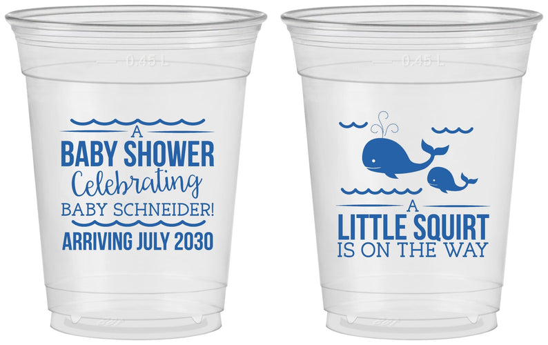 Custom Baby Shower 16 oz Soft Sided Clear Cups - Mermaid On Her Way | 90044