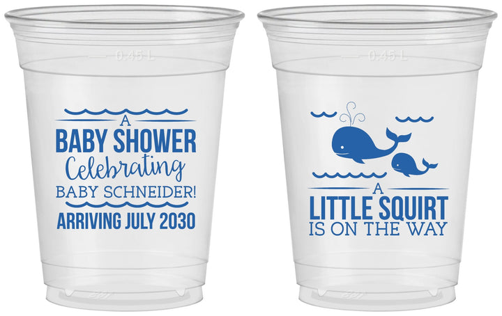 Custom Baby Shower 16 oz Soft Sided Clear Cups - Mermaid On Her Way | 90044