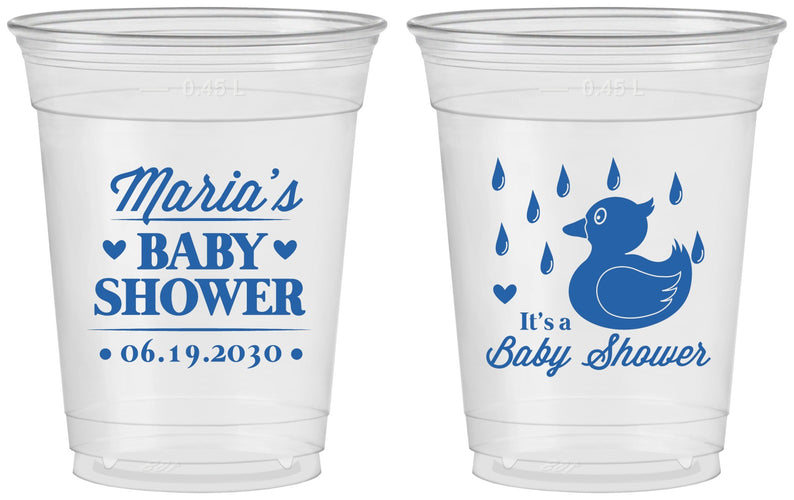 Custom Baby Shower 16 oz Soft Sided Clear Cups - Duckling | 90047