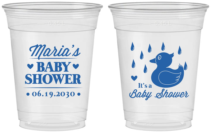 Custom Baby Shower 16 oz Soft Sided Clear Cups - Duckling | 90047