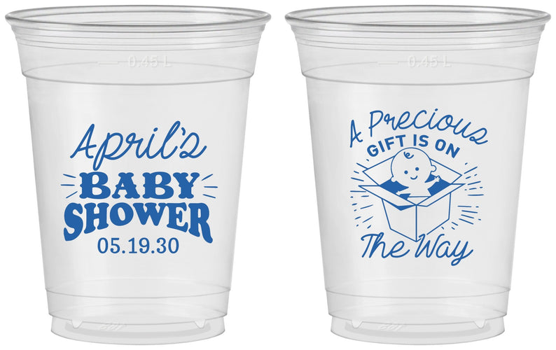 Custom Baby Shower 16 oz Soft Sided Clear Cups - Precious Gift | 90057