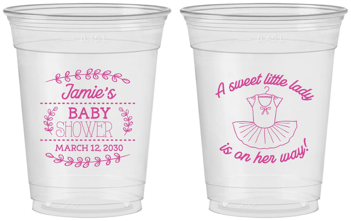 Custom Baby Shower 16 oz Soft Sided Clear Cups - Sweet Little Lady | 90061