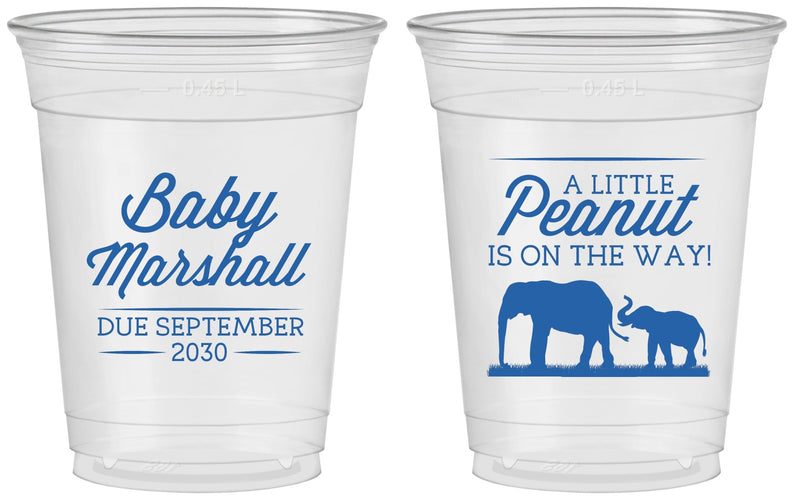 Custom Baby Shower 16 oz Soft Sided Clear Cups - Peanut On The Way | 90062