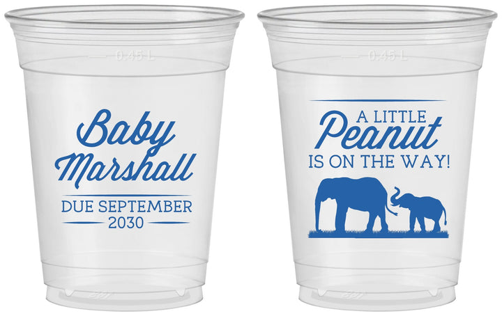Custom Baby Shower 16 oz Soft Sided Clear Cups - Peanut On The Way | 90062