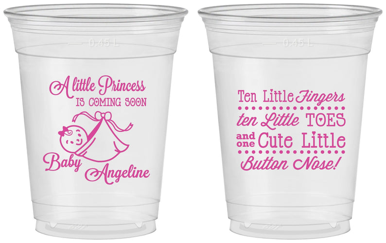Custom Baby Shower 16 oz Soft Sided Clear Cups - Little Princess | 90066