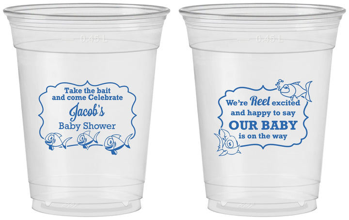 Custom Baby Shower 16 oz Soft Sided Clear Cups - Fish | 90075