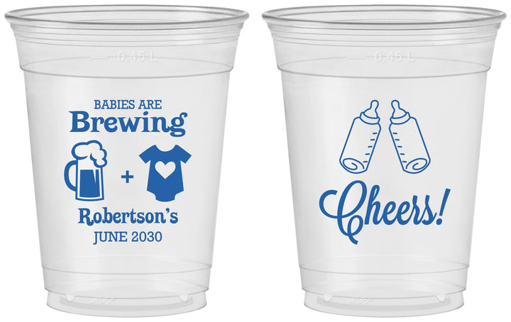 Custom Baby Shower 16 oz Soft Sided Clear Cups - Babies Are Brewing | 90080