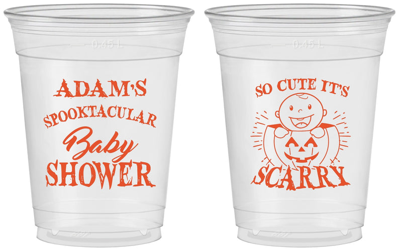 Custom Baby Shower 16 oz Soft Sided Clear Cups - So Cute Halloween | 90088