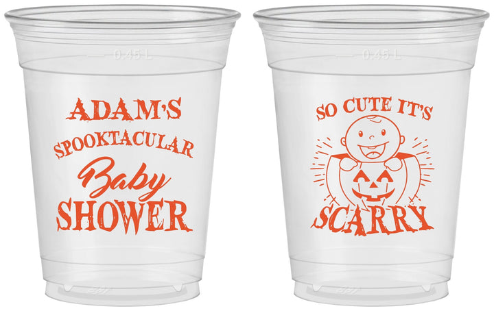 Custom Baby Shower 16 oz Soft Sided Clear Cups - So Cute Halloween | 90088