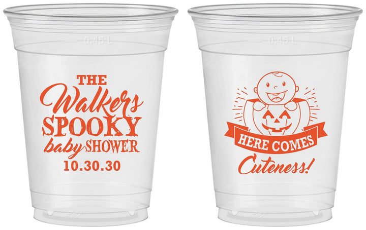 Custom Baby Shower 16 oz Soft Sided Clear Cups - Cuteness Halloween | 90089