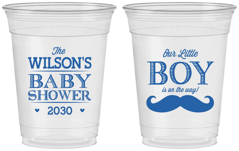 Custom Baby Shower 16 oz Soft Sided Clear Cups - Little Boy | 90092