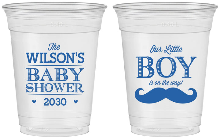 Custom Baby Shower 16 oz Soft Sided Clear Cups - Little Boy | 90092