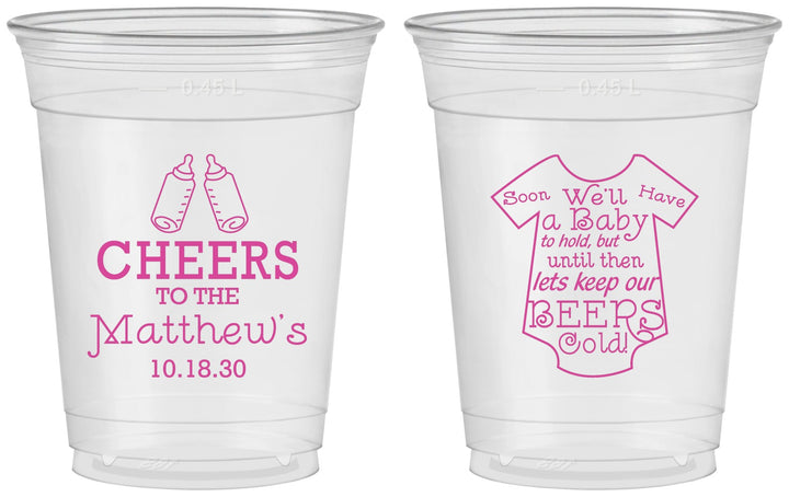 Custom Baby Shower 16 oz Soft Sided Clear Cups - Bottle | 90094