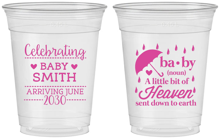 Custom Baby Shower 16 oz Soft Sided Clear Cups - Little Bit Of Heaven | 90095