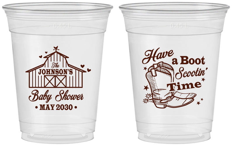 Custom Baby Shower 16 oz Soft Sided Clear Cups - Farm Country | 90107