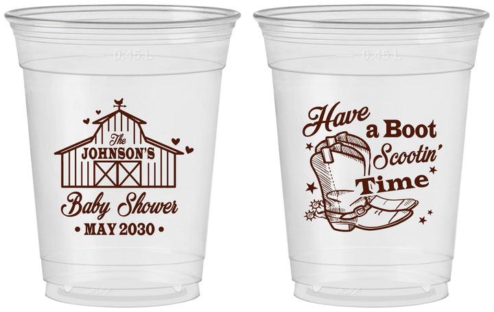 Custom Baby Shower 16 oz Soft Sided Clear Cups - Farm Country | 90107