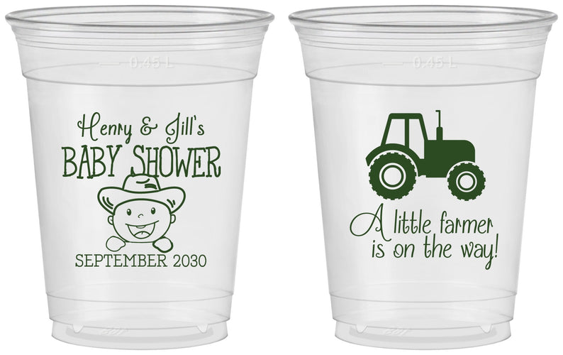 Custom Baby Shower 16 oz Soft Sided Clear Cups - Little Farmer | 90108