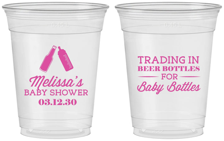Custom Baby Shower 16 oz Soft Sided Clear Cups - Bottles | 90115
