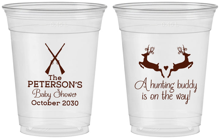 Custom Baby Shower 16 oz Soft Sided Clear Cups - Hunting Buddy | 90125