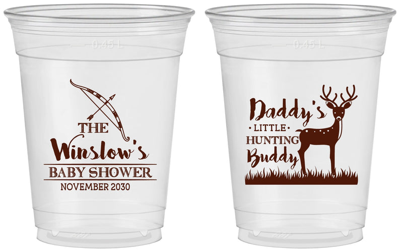 Custom Baby Shower 16 oz Soft Sided Clear Cups - Hunting Buddy | 90127