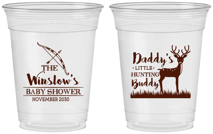 Custom Baby Shower 16 oz Soft Sided Clear Cups - Hunting Buddy | 90127