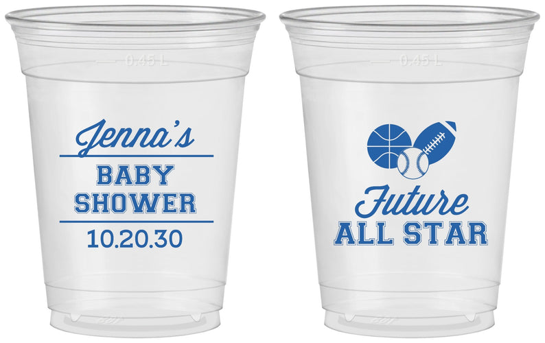 Custom Baby Shower 16 oz Soft Sided Clear Cups - Future All Star | 90146
