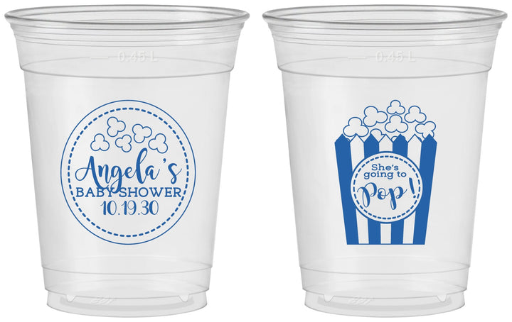 Custom Baby Shower 16 oz Soft Sided Clear Cups - Shes Going To Pop | 90159