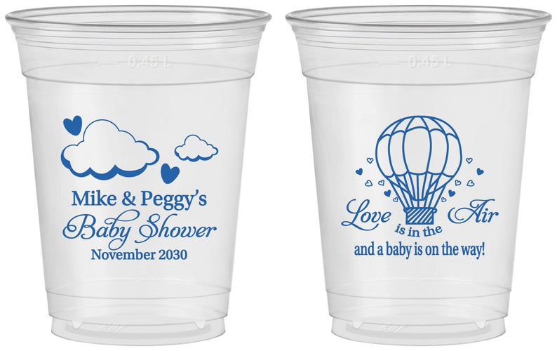 Custom Baby Shower 16 oz Soft Sided Clear Cups - Love Is In The Air | 90163