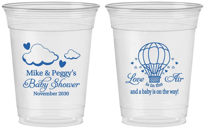 Custom Baby Shower 16 oz Soft Sided Clear Cups - Love Is In The Air | 90163