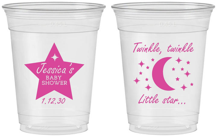 Custom Baby Shower 16 oz Soft Sided Clear Cups - Twinkle Twinkle Little Star | 90168