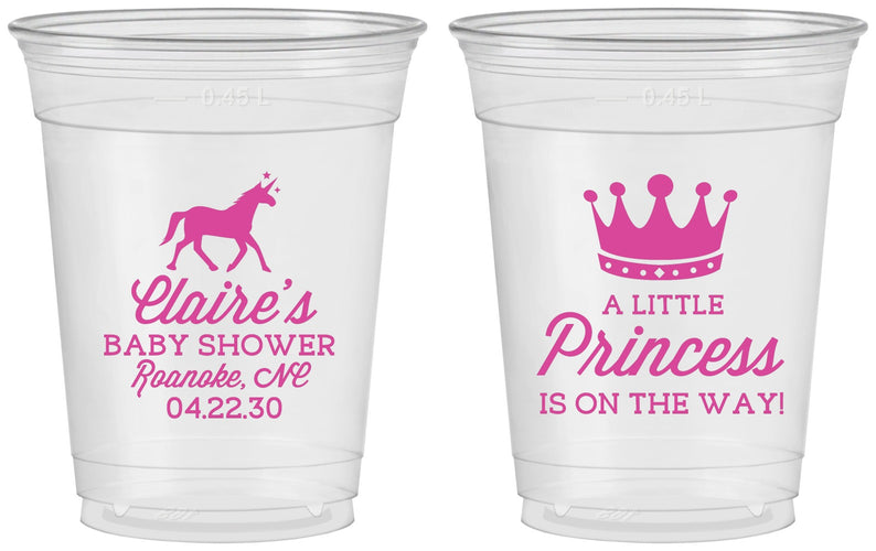 Custom Baby Shower 16 oz Soft Sided Clear Cups - Little Princess | 90174