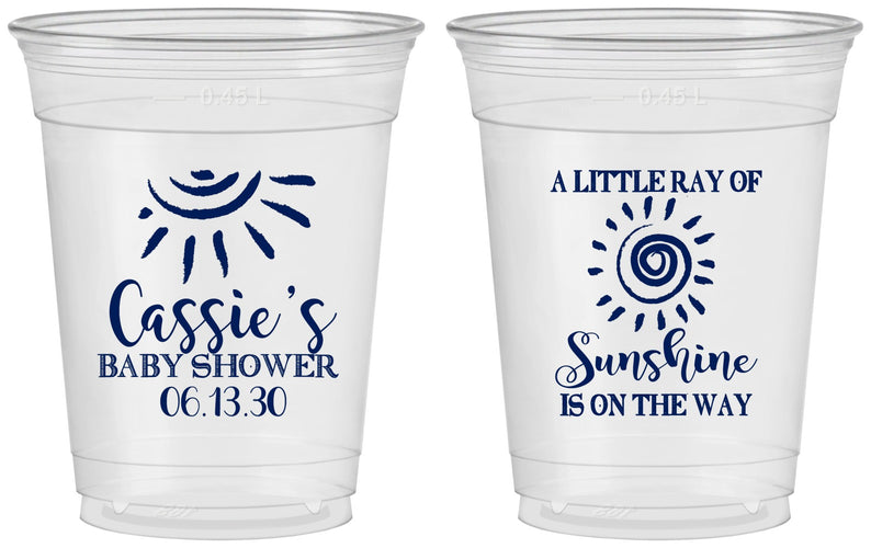 Custom Baby Shower 16 oz Soft Sided Clear Cups - Sunshine | 90179