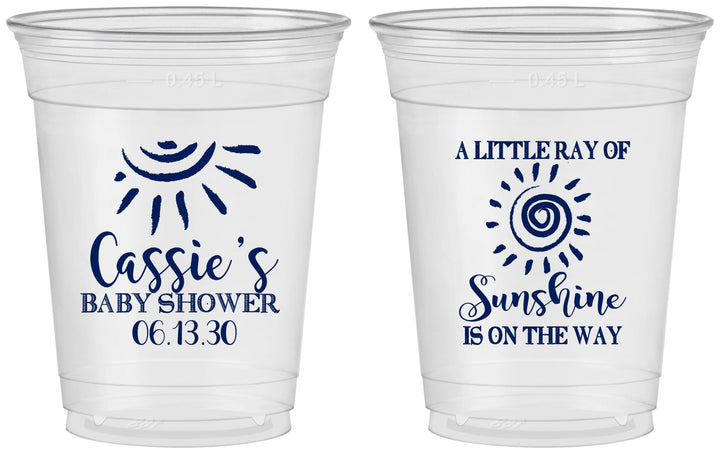 Custom Baby Shower 16 oz Soft Sided Clear Cups - Sunshine | 90179