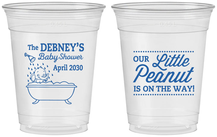 Custom Baby Shower 16 oz Soft Sided Clear Cups - Little Peanut | 90180