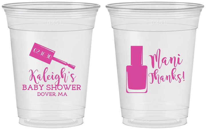 Custom Baby Shower 16 oz Soft Sided Clear Cups - Mani Thanks | 90184