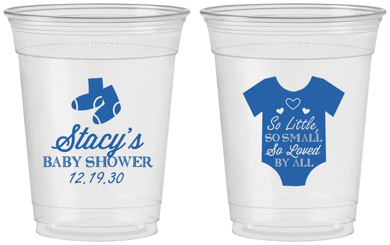 Custom Baby Shower 16 oz Soft Sided Clear Cups - Loved By All | 90188