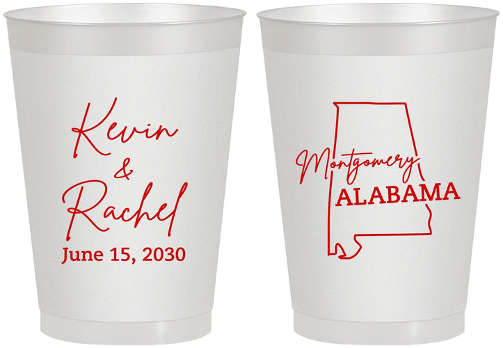 Personalized Wedding 8 oz Frosted Cups - Alabama | 100