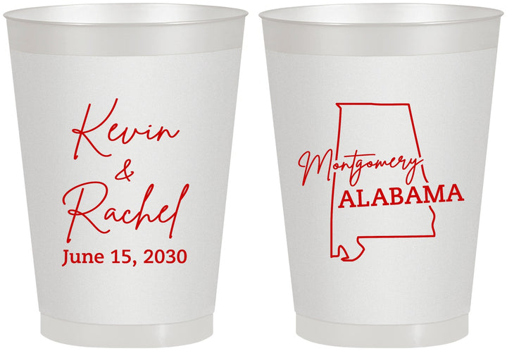 Personalized Wedding 8 oz Frosted Cups - Alabama | 100