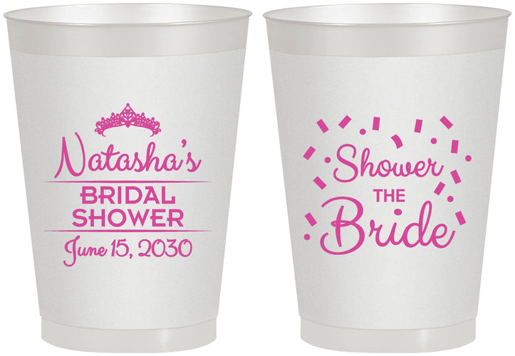 Personalized Bridal Shower 8 oz Frosted Cups - Shower The Bride | 100001