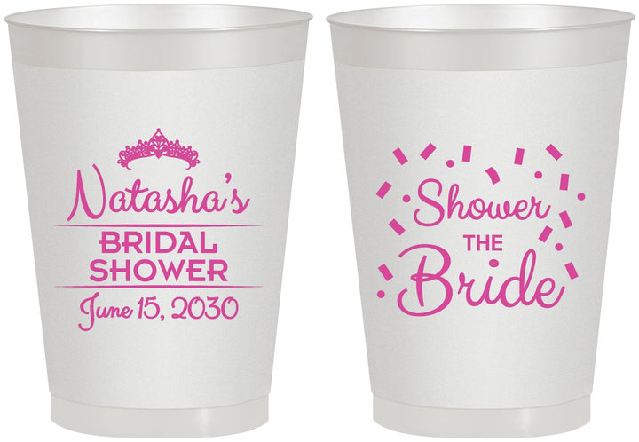 Personalized Bridal Shower 8 oz Frosted Cups - Shower The Bride | 100001