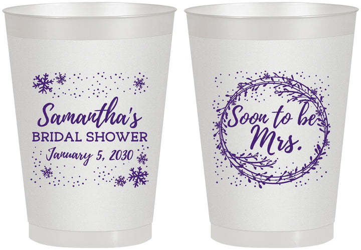 Personalized Bridal Shower 8 oz Frosted Cups - Soon To Be Mrs | 100004