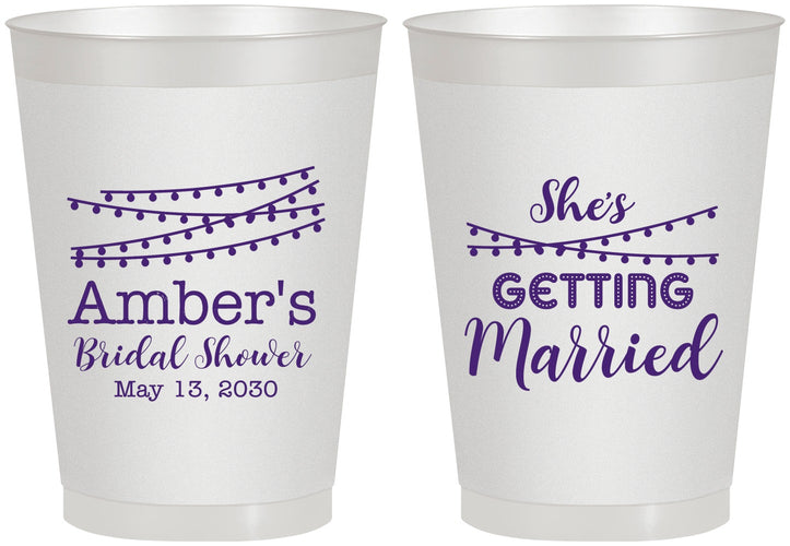 Personalized Bridal Shower 8 oz Frosted Cups - She's Getting Married | 100008