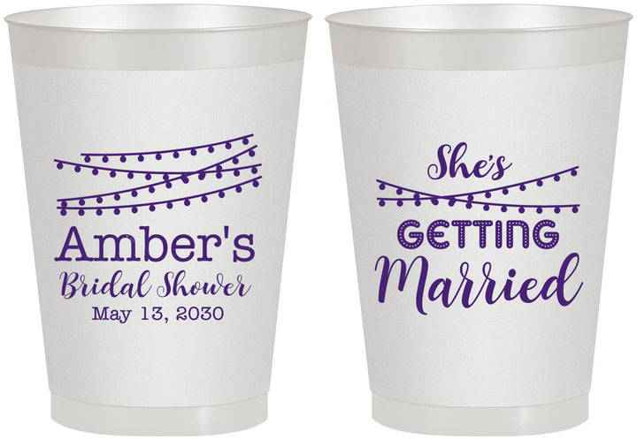 Personalized Bridal Shower 8 oz Frosted Cups - She's Getting Married | 100008