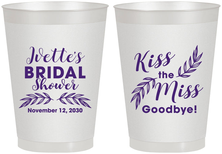 Personalized Bridal Shower 8 oz Frosted Cups - Kiss The Miss Goodbye | 100010