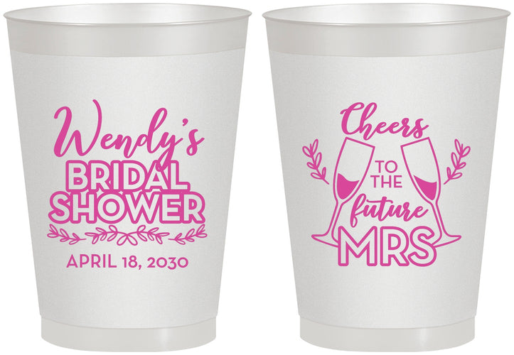 Personalized Bridal Shower 8 oz Frosted Cups - Future Mrs | 100011