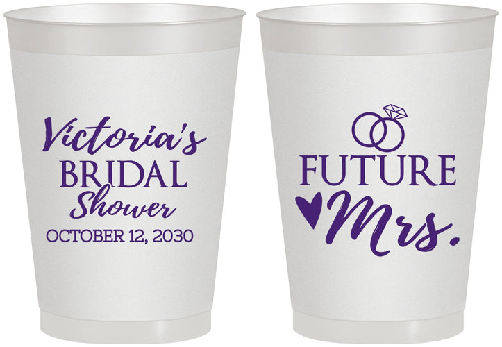 Personalized Bridal Shower 8 oz Frosted Cups - Future Mrs | 100012